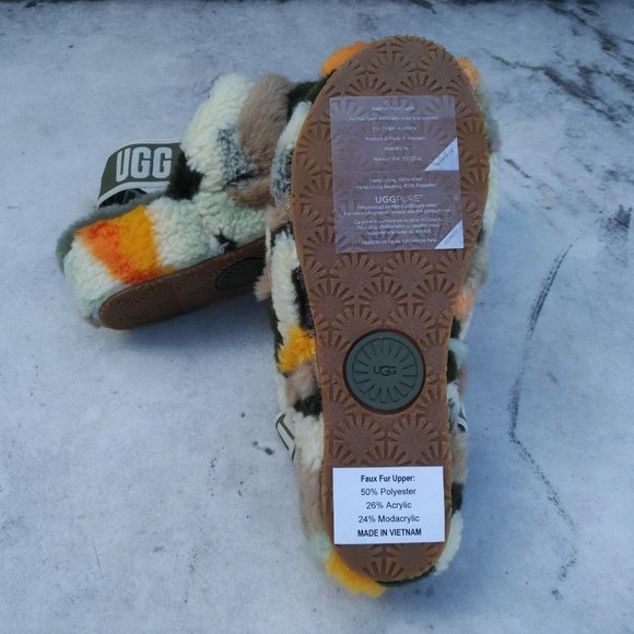 UGG CAMO ZEBRA FLUFF YEAH SLIDE CALI COLLAGE SANDALS SHOES NEW - Picture 7 of 7